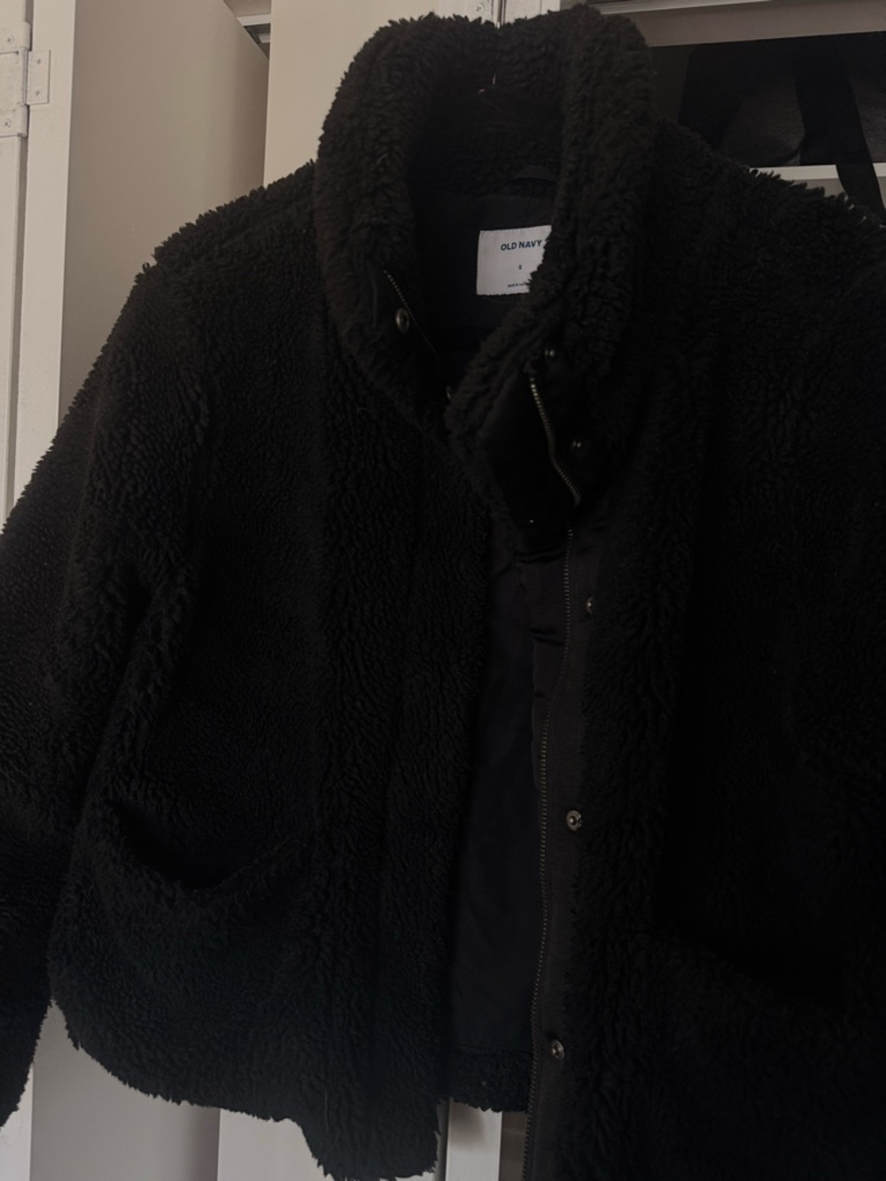 Old Navy Black Sherpa Zip Jacket